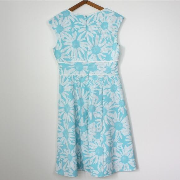 Maggy London Dress Women's Size 4 Blue Daisy Retro - Picture 2 of 3